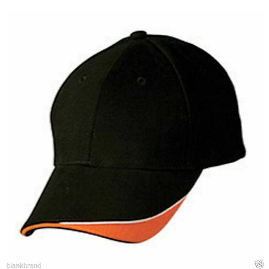 Triple Sandwich Peak Cap Hats Winning Spirit Black/Orange  