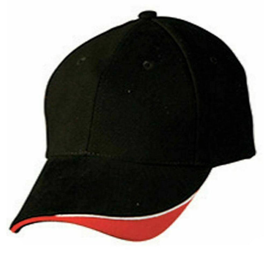 Triple Sandwich Peak Cap Hats Winning Spirit Black/Red  