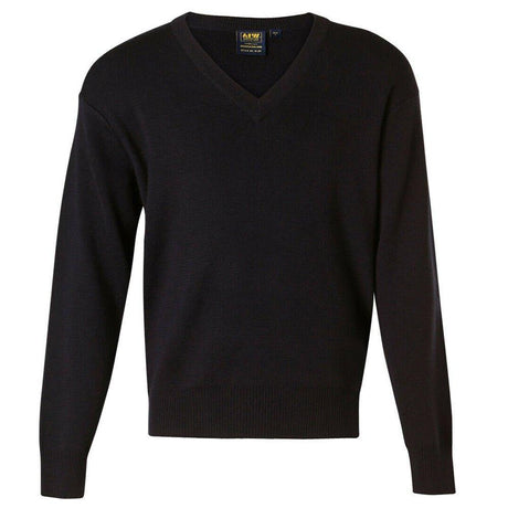 Unisex Wool Acrylic V-Neck Jumper Sweaters Winning Spirit Black XXS 