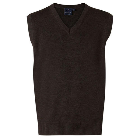 Unisex Wool Acrylic V-Neck Vest Sweaters Winning Spirit Black XXS 