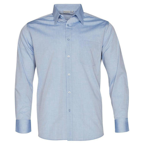 Men's Fine Chambray Long Sleeve Shirt Long Sleeve Shirts Winning Spirit Blue 38 