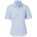 M8224 Women's Pin Stripe Short Sleeve Shirt Shirts Winning Spirit Chambray 6