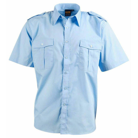 Unisex Epaulette Short Sleeve Shirt Short Sleeve Shirts Winning Spirit Blue XXXS 