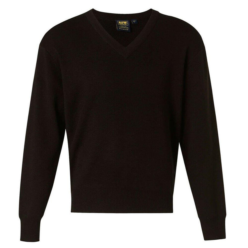Unisex Wool Acrylic V-Neck Jumper Sweaters Winning Spirit Charcoal XXS 