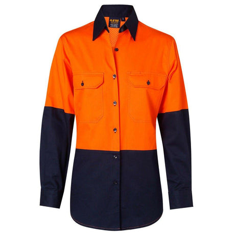 Women's Long Sleeve Safety Shirt Long Sleeve Shirts Winning Spirit Orange/Navy 8 