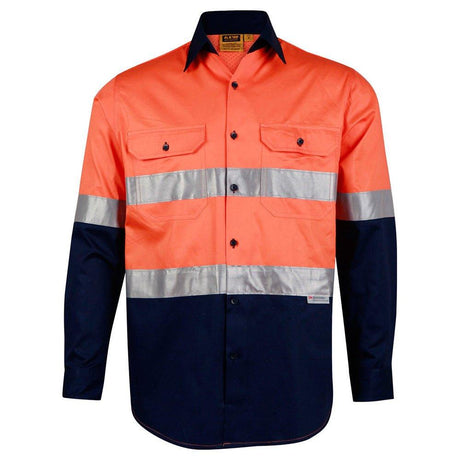 SW60 Long Sleeve Safety Shirt Long Sleeve Shirts Winning Spirit Navy/Orange S 