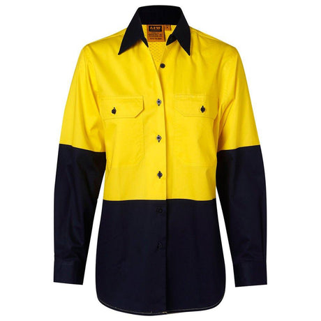 Women's Long Sleeve Safety Shirt Long Sleeve Shirts Winning Spirit Yellow/Navy 8 