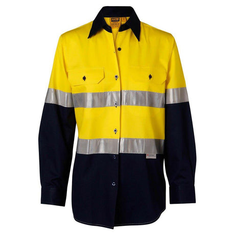 Women's Long Sleeve Safety Shirt Long Sleeve Shirts Winning Spirit Yellow/Navy 8 
