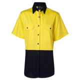 SW63 Women's Short Sleeve Safety Shirt Shirts Winning Spirit Yellow/Navy 8