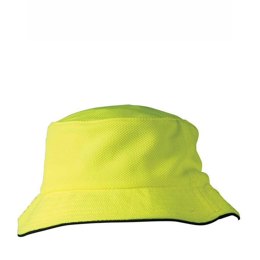 Pique Mesh With Sandwich Bucket Hat Hats Winning Spirit Navy/Yellow  