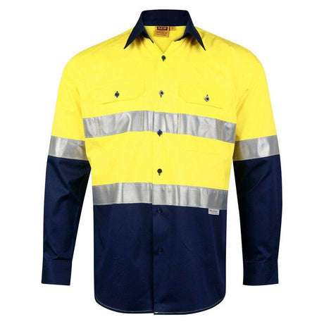 SW60 Long Sleeve Safety Shirt Long Sleeve Shirts Winning Spirit Navy/Yellow S 