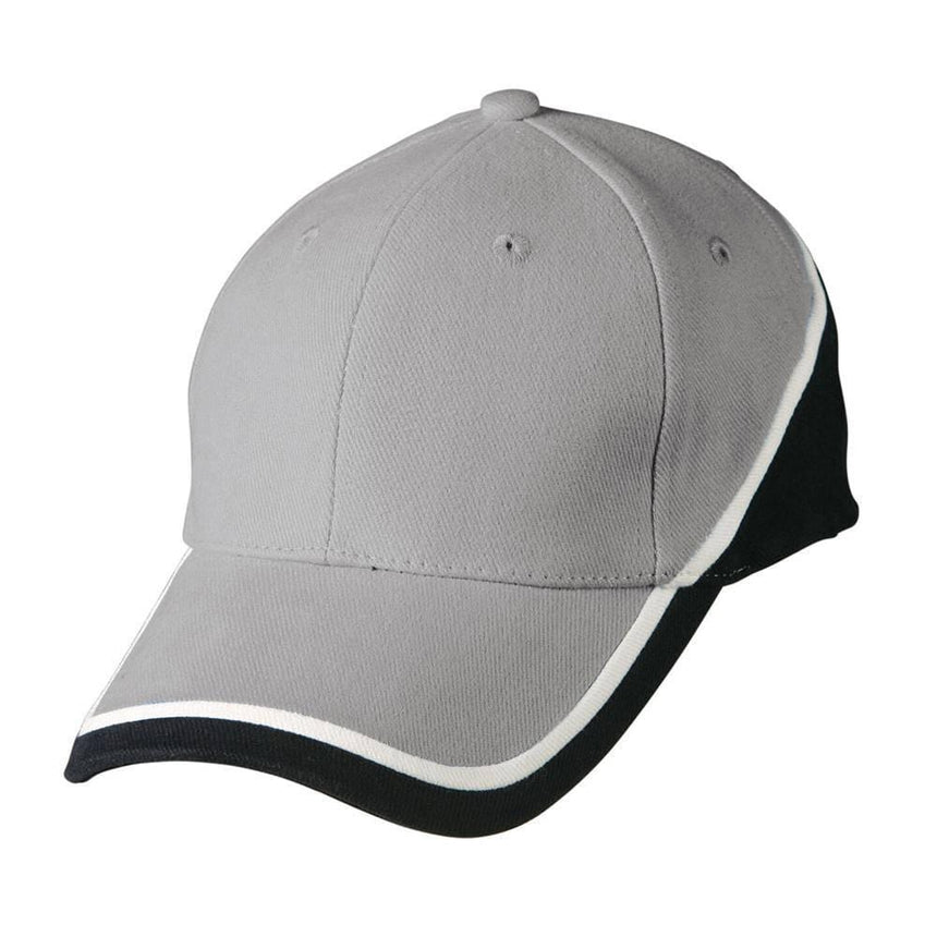 Tri Contrast Colours Cap Hats Winning Spirit Grey.White.Black  