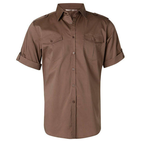 Men's Short Sleeve Military Shirt Short Sleeve Shirts Winning Spirit Khaki S 