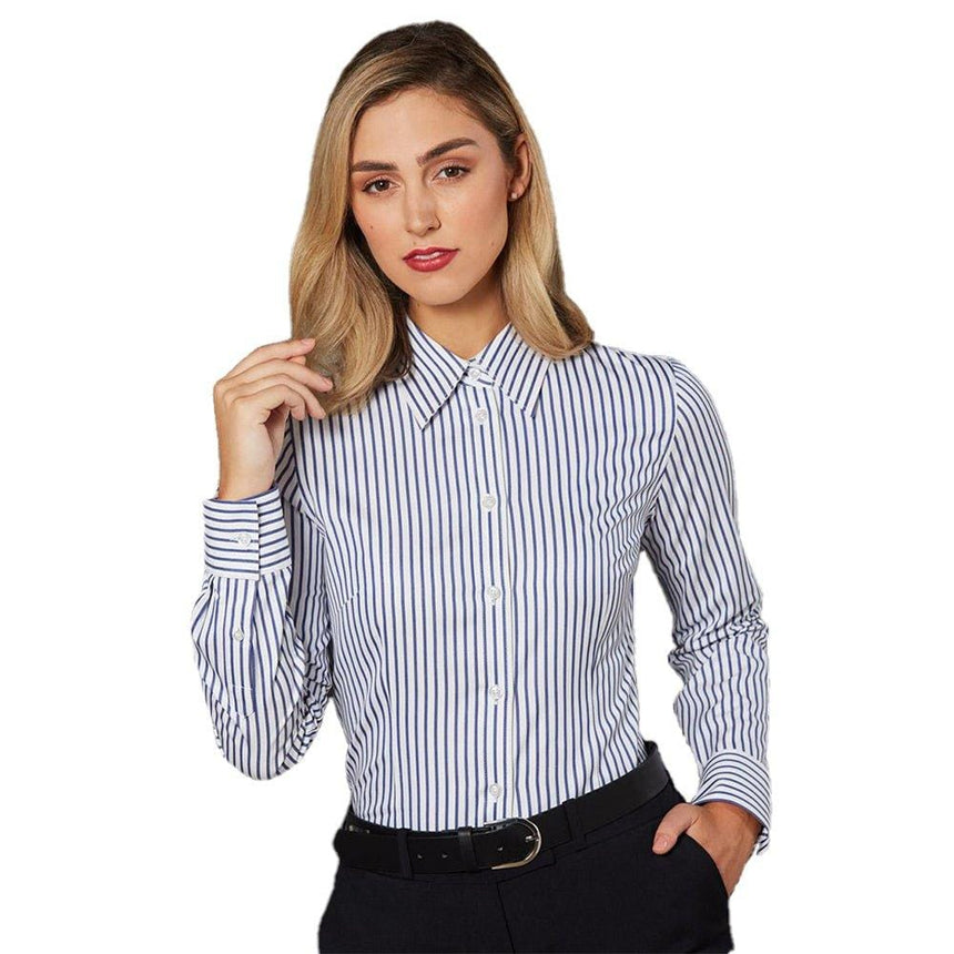 Ladies' Executive Sateen Stripe Long Sleeve Shirt Long Sleeve Shirts Winning Spirit   