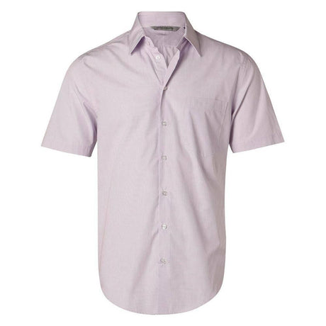Men's Mini Check Short Sleeve Shirt Short Sleeve Shirts Winning Spirit LILAC 38 