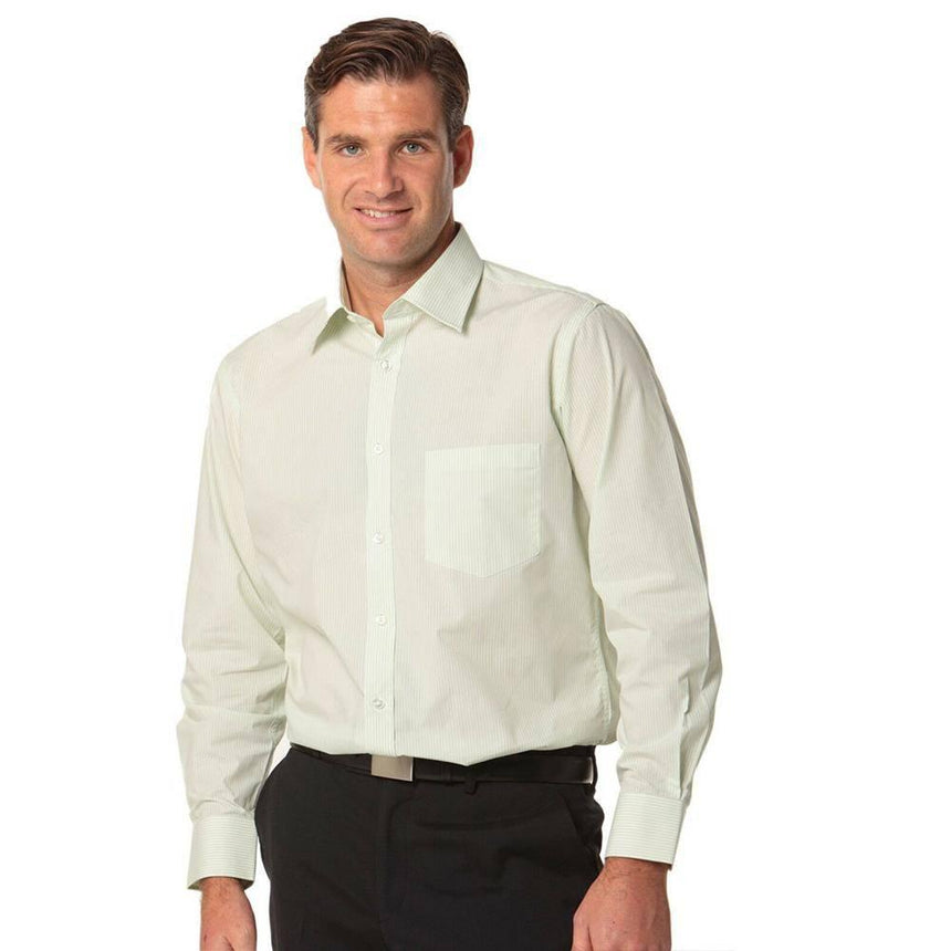 Men's Balance Stripe Long Sleeve Shirt Long Sleeve Shirts Winning Spirit Mint.White 38 