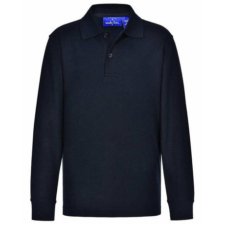 PS12K Kids Traditional Knit Long Sleeve Polo Polos Winning Spirit Navy 04K 