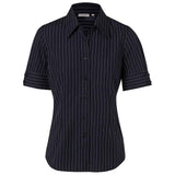 M8224 Women's Pin Stripe Short Sleeve Shirt Shirts Winning Spirit Navy 6