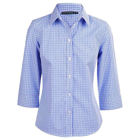 Ladies’ Multi Tone Check 3/4 Sleeve Shirt Long Sleeve Shirts Winning Spirit Skyblue 6 