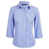 M8320Q Ladies’ Multi Tone Check 3/4 Sleeve Shirt Shirts Winning Spirit Skyblue 6