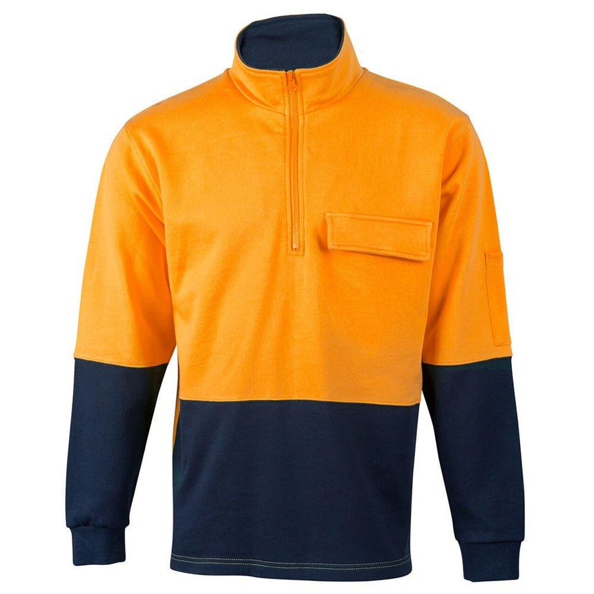 Hi-Vis Two Tone Cotton Fleecy Sweat Sweaters Winning Spirit Orange.Navy S 