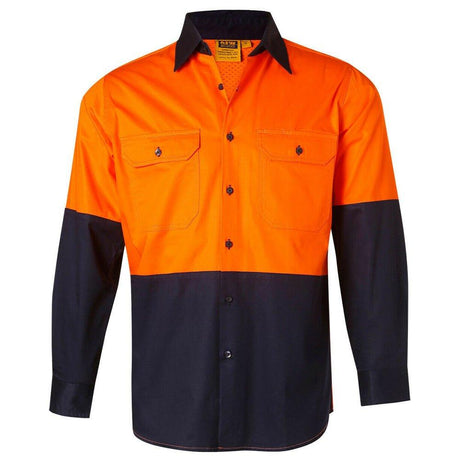 SW58 Long Sleeve Safety Shirt Long Sleeve Shirts Winning Spirit Orange.Navy S 