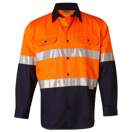 SW68 Long Sleeve Safety Shirt Long Sleeve Shirts Winning Spirit Orange.Navy S 