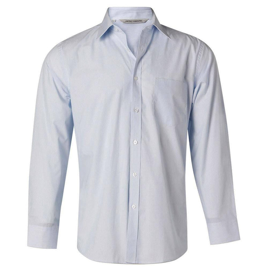Men's Fine Stripe Long Sleeve Shirt Long Sleeve Shirts Winning Spirit Pale Blue 38 