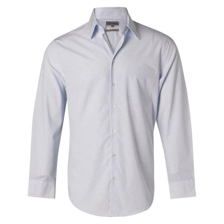 Men's Mini Check Long Sleeve Shirt Long Sleeve Shirts Winning Spirit Pale Blue 38 