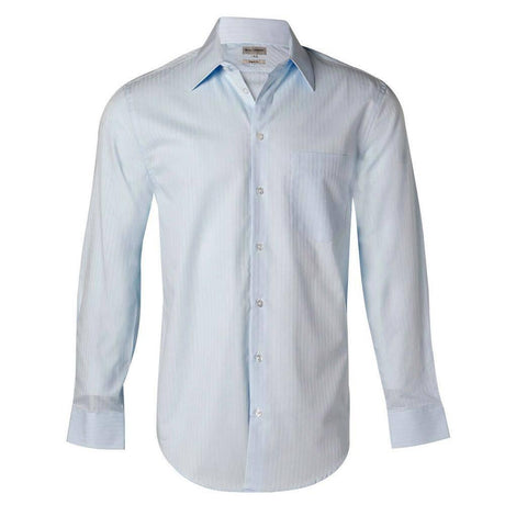 Men's Self Stripe Long Sleeve Shirt Long Sleeve Shirts Winning Spirit Pale Blue 38 