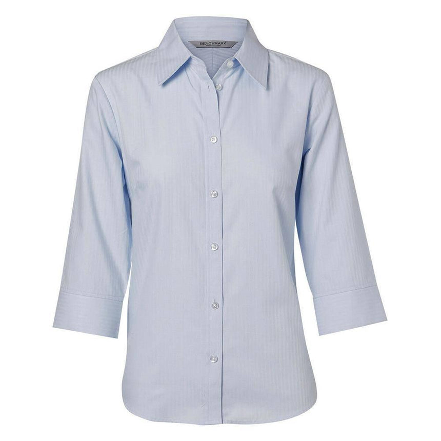 Women's Mini Herringbone 3/4 Sleeve Shirt Long Sleeve Shirts Winning Spirit Pale Blue 6 
