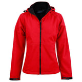 JK34 Aspen Softshell Hood Jacket Ladies Jackets Winning Spirit Red.Black 8 