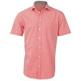 M7330S Men’s Gingham Check Short Sleeve Shirt Shirts Winning Spirit Red.White XS