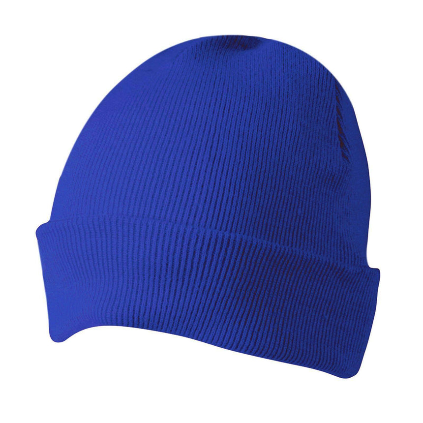 CH28 Roll Up Acrylic Beanie Hats Winning Spirit Royal Blue Cuffed  