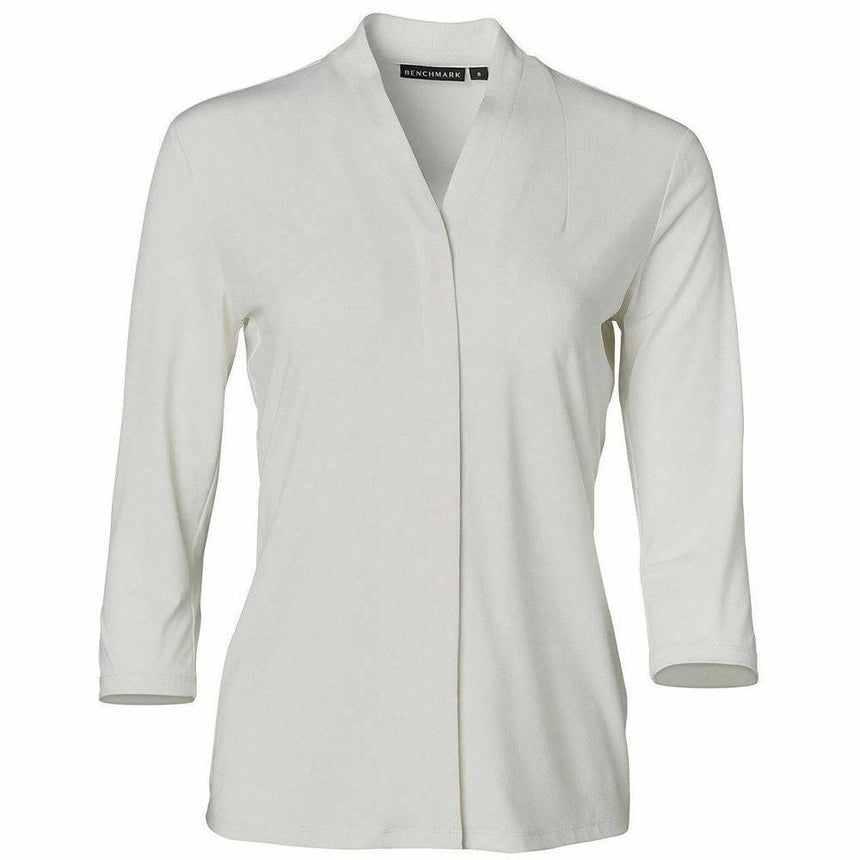 Ladies 3/4 Sleeve Stretch Knit Top Isabel Long Sleeve Shirts Winning Spirit White 6 