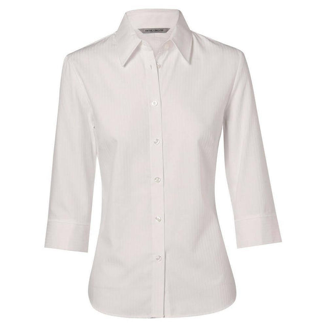 Women's Mini Herringbone 3/4 Sleeve Shirt Long Sleeve Shirts Winning Spirit White 6 