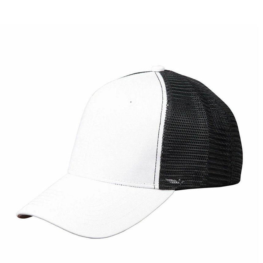 Premium Cotton Trucker Cap Hats Winning Spirit White/Black  