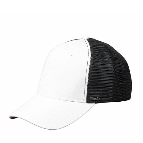 CH89 Premium Cotton Trucker Cap Hats Winning Spirit White/Black  