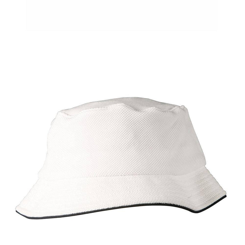 Pique Mesh With Sandwich Bucket Hat Hats Winning Spirit White/Navy  