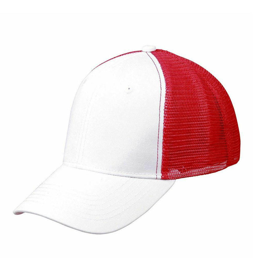 Premium Cotton Trucker Cap Hats Winning Spirit White/Red  