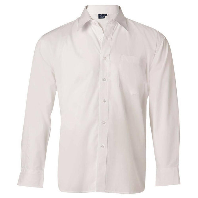 Men's Poplin Long Sleeve Business Shirt Long Sleeve Shirts Winning Spirit White S 