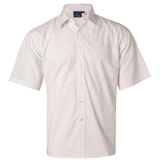 Men's Poplin Short Sleeve Business Shirt Short Sleeve Shirts Winning Spirit White S 