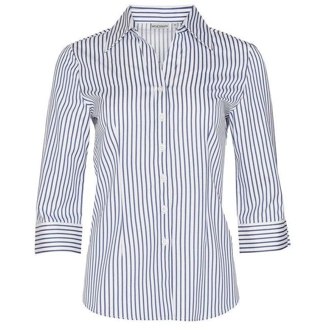 Women's Executive Sateen Stripe 3/4 Sleeve Shirt Long Sleeve Shirts Winning Spirit   