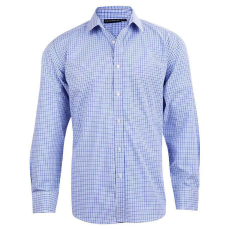 Men’s Multi Tone Check Long Sleeve Shirt Long Sleeve Shirts Winning Spirit Skyblue XS 