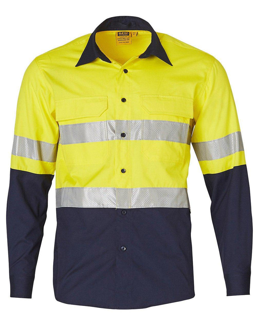 SW69 Long Sleeve Safety Shirt Long Sleeve Shirts Winning Spirit Yellow.Navy XXS 